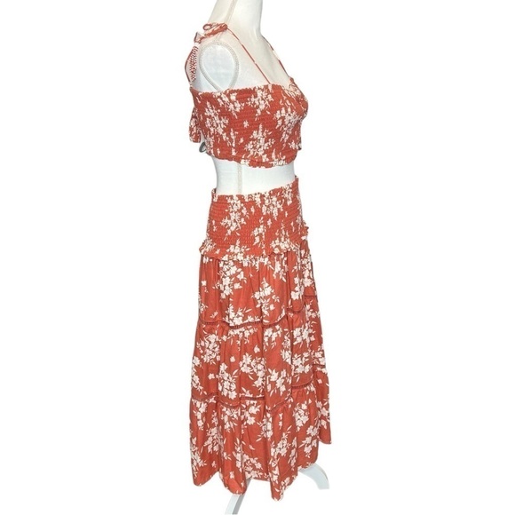 House of Harlow Linen Skirt Set Terracotta Floral Size M NEW - Picture 3 of 12